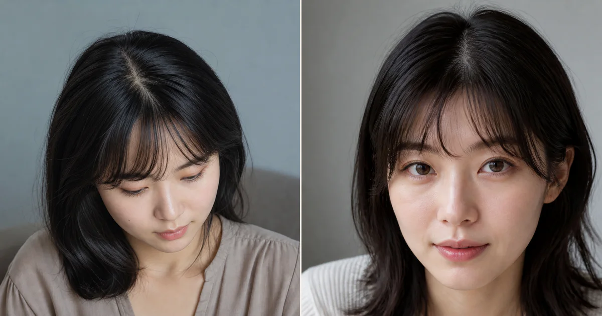 分け目|「弱い自然分け」と「中央を無理に押さえない分け」の違いの編集参考写真