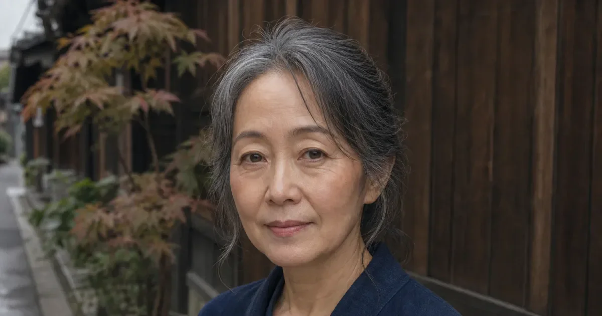 額の見える面積が広いとき、落ち着いた印象に寄せるための前髪の決め方の編集参考写真