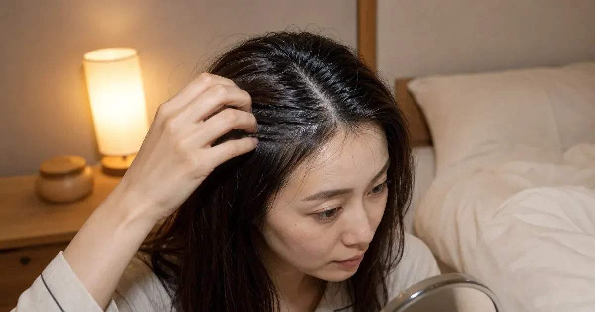 根元だけ重く見えるとき、寝る前に確認する順番の比較用編集写真