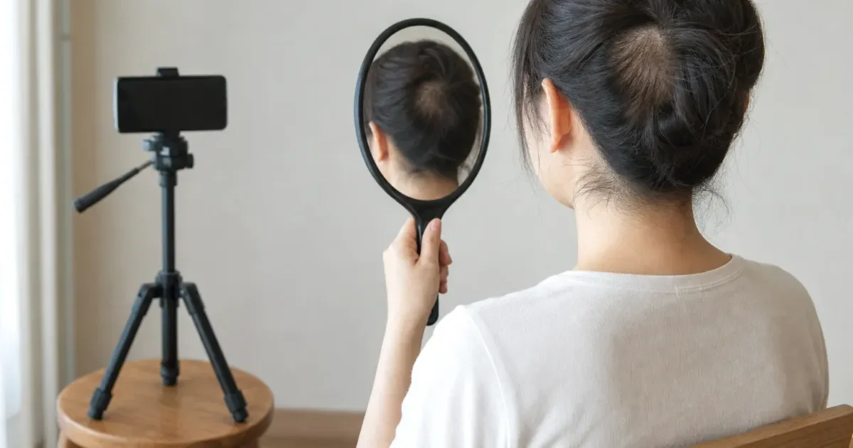 起きたとき後頭部が乱れるとき、次の美容室までに確認する順番の比較用編集写真