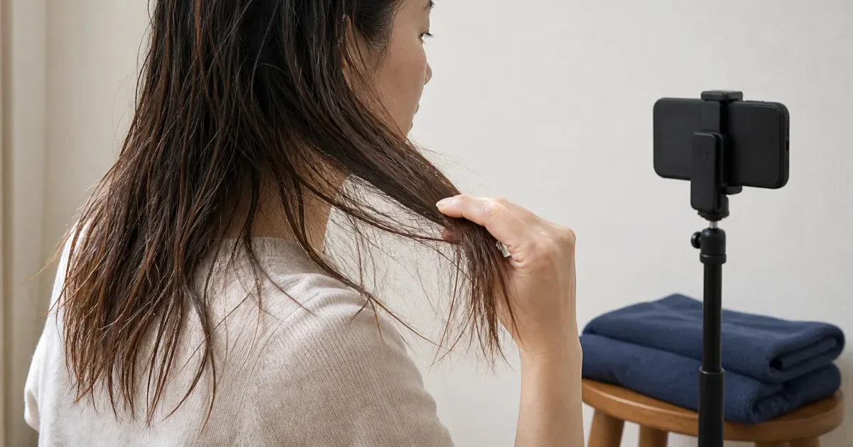 海やプールの後に質感が変わるとき、次の美容室までに確認する順番の編集参考写真