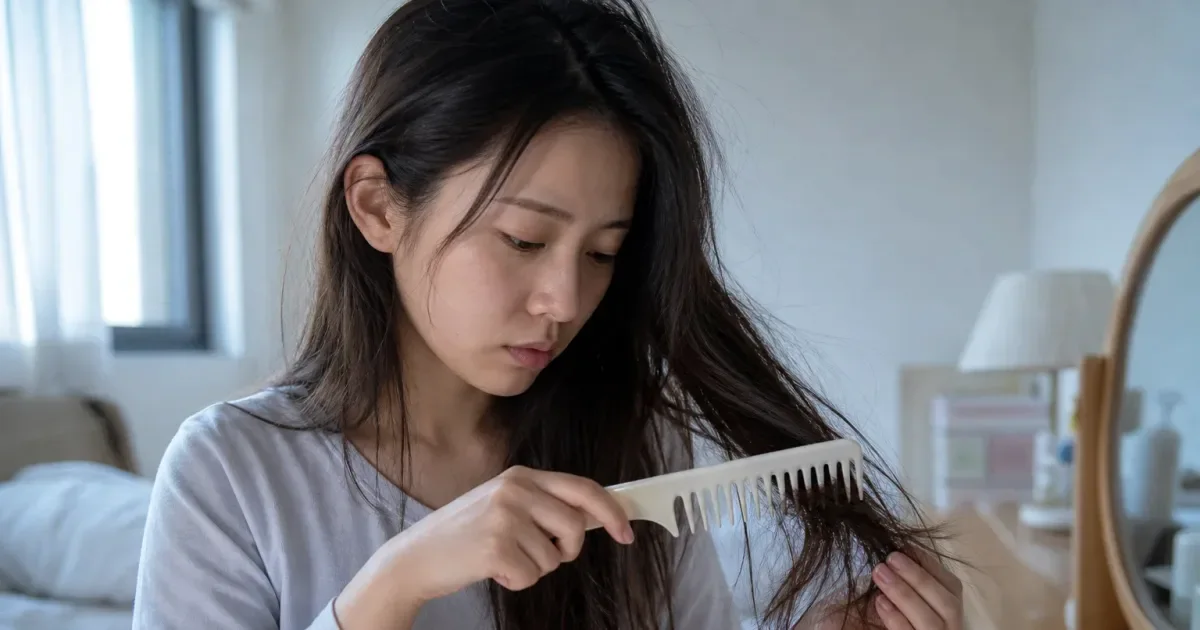 毛先が絡まりやすいとき、朝の5分で確認する順番の編集参考写真