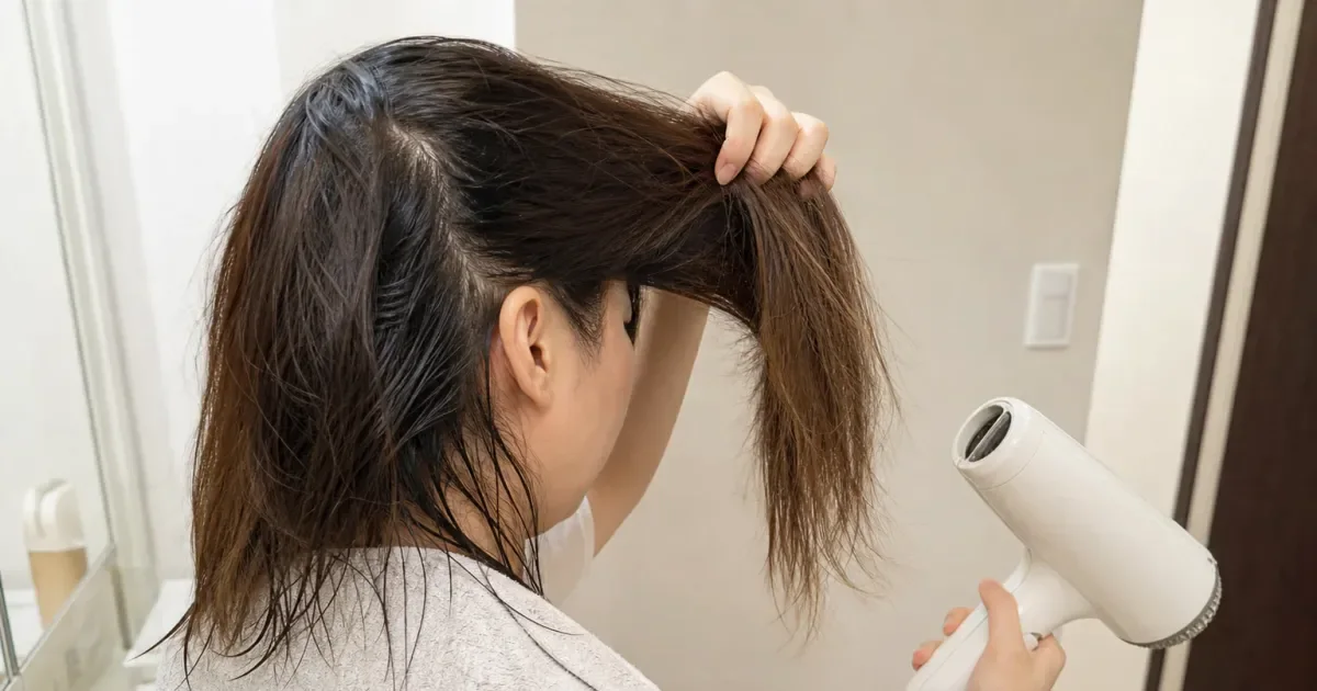 外出後に表面が乾いて見えるとき、洗った直後から確認する順番の編集参考写真