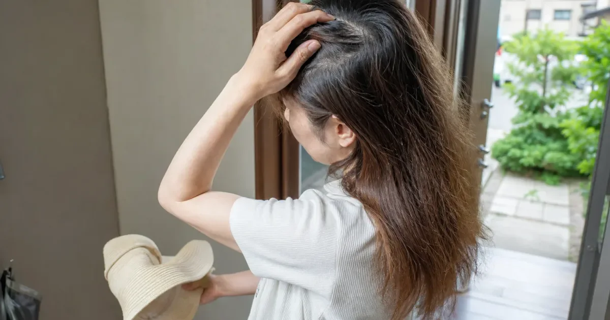 外出後に表面が乾いて見えるとき、湿気のある日に確認する順番の比較用編集写真