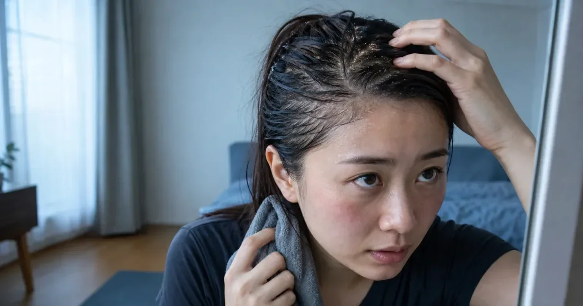 運動後に根元がまとまるとき、朝の5分で確認する順番の編集参考写真