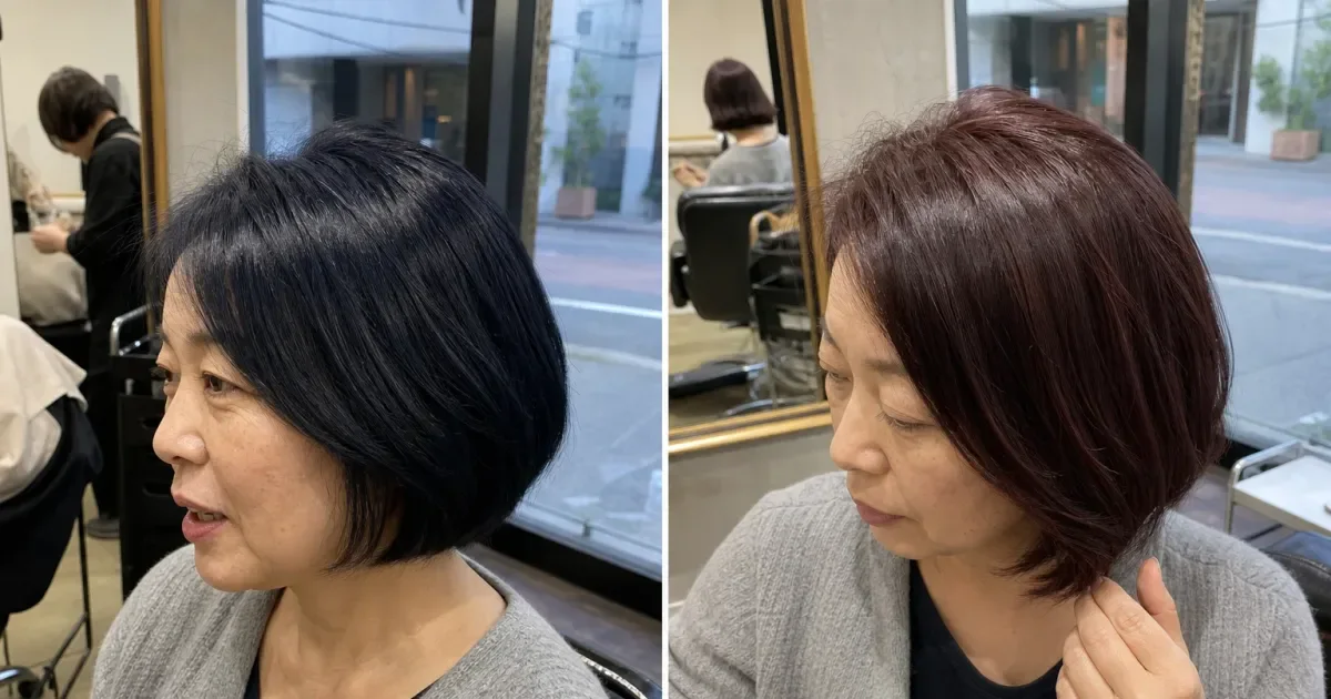 ブルーブラックとワインレッドの違いの比較用編集写真