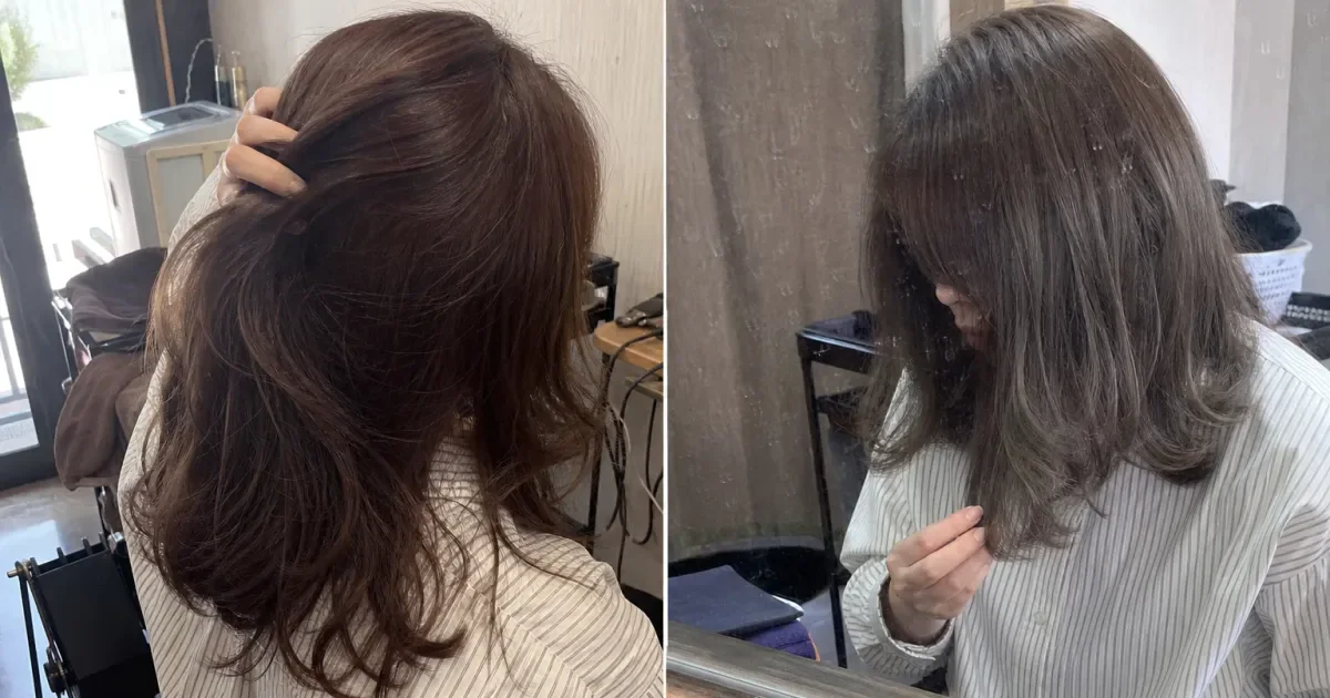 チョコレートブラウンとアッシュブラウンの違いの比較用編集写真