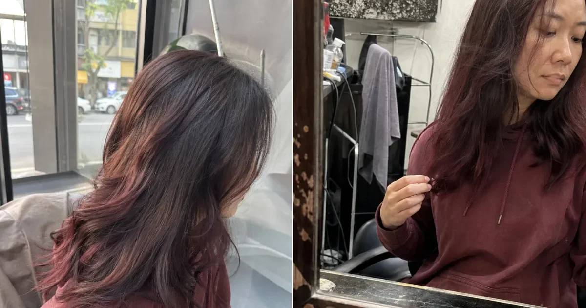 チョコレートブラウンとワインレッドの違いの編集参考写真