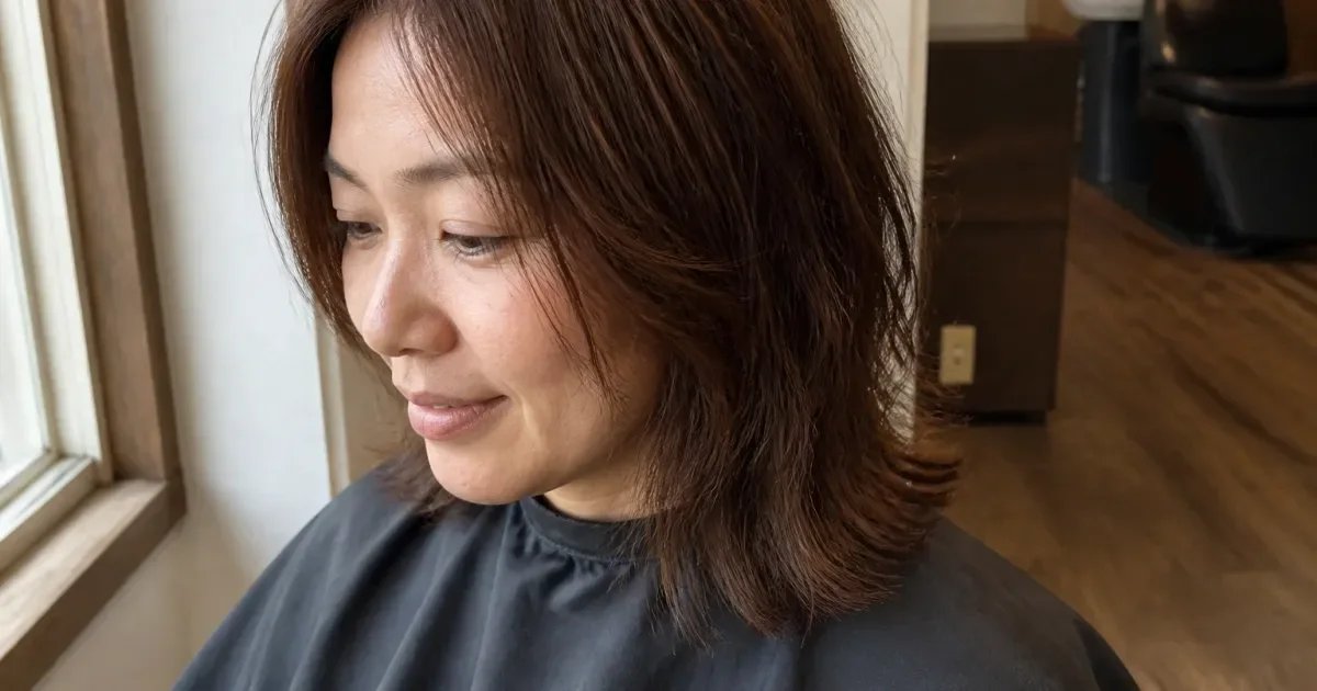 毛先の履歴差を目立たせにくくするなら、暖かい色みを残す髪色3案の比較用編集写真