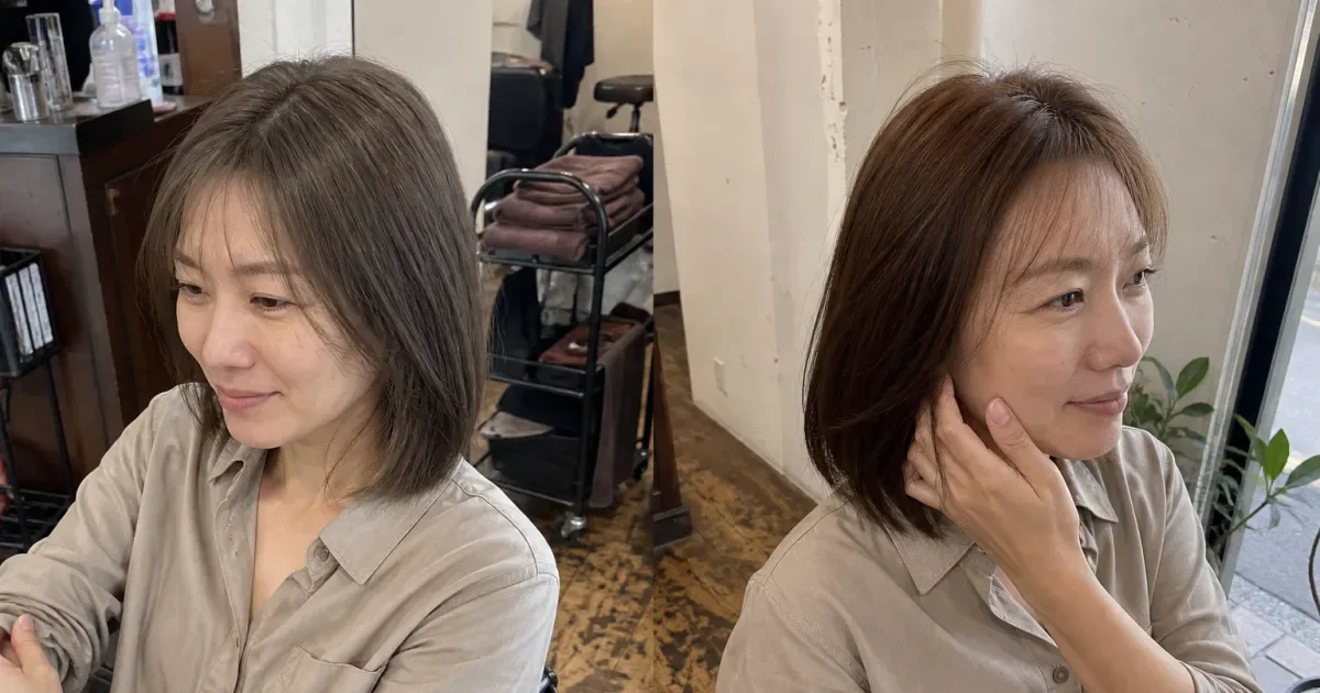 グレージュとチェスナットブラウンの違いの編集参考写真