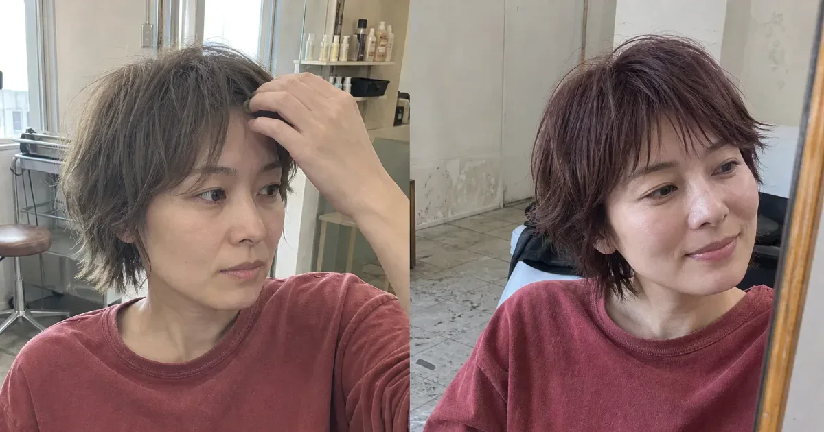グレージュとワインレッドの違いの編集参考写真
