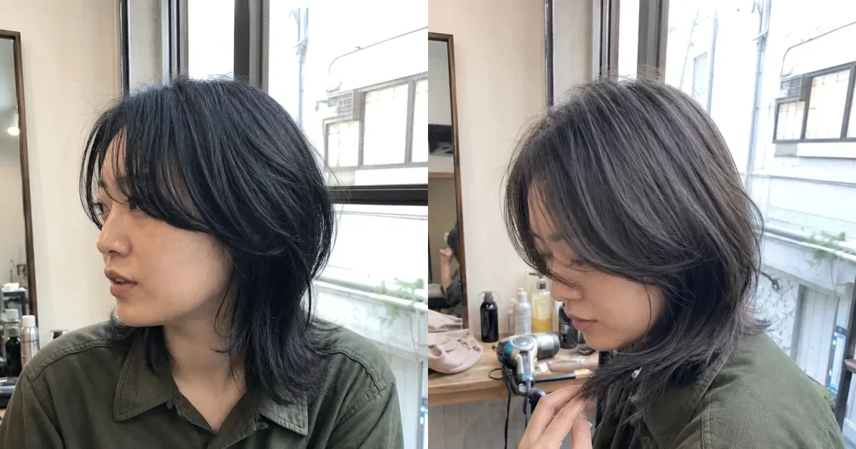 ナチュラルブラックとアッシュブラウンの違いの比較用編集写真