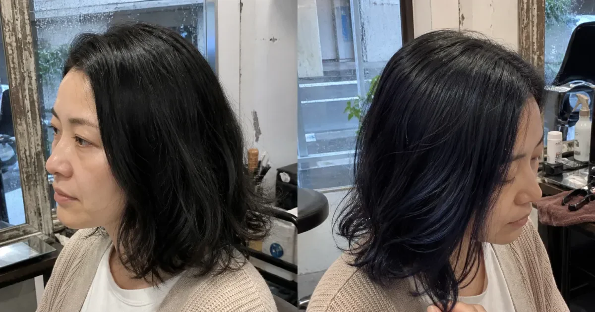 ナチュラルブラックとブルーブラックの違いの編集参考写真