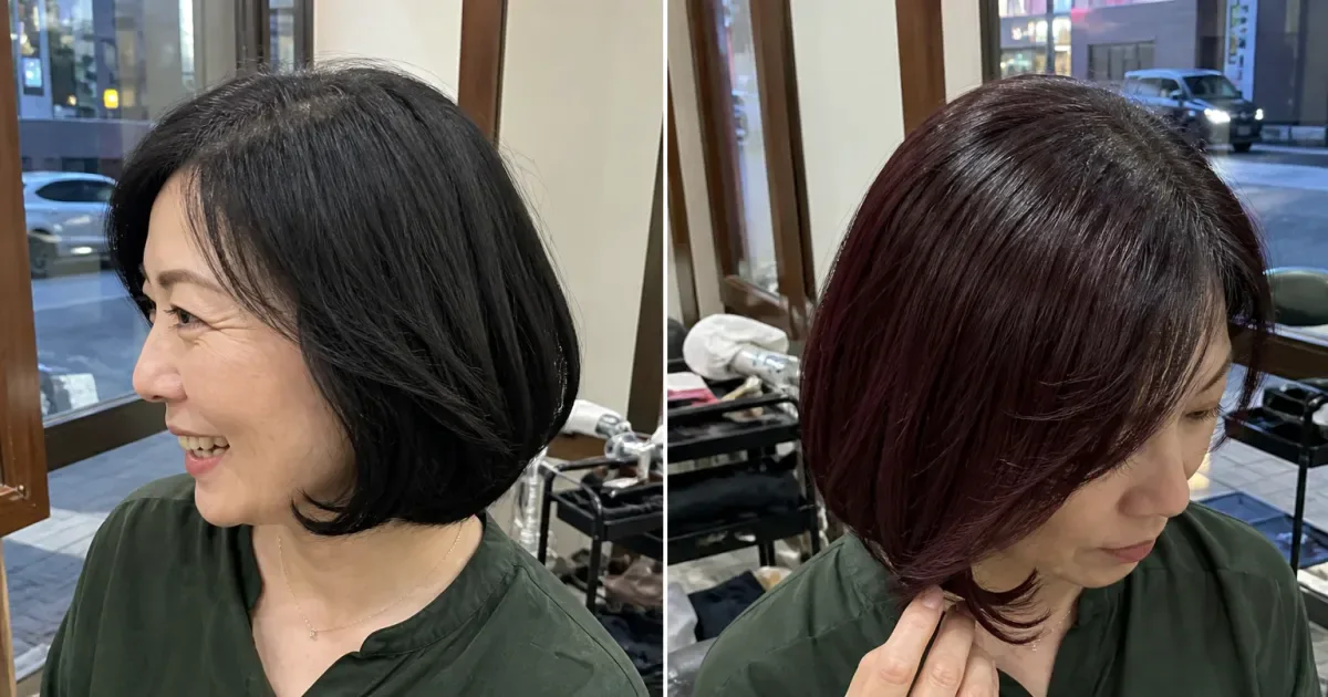 ナチュラルブラックとワインレッドの違いの編集参考写真