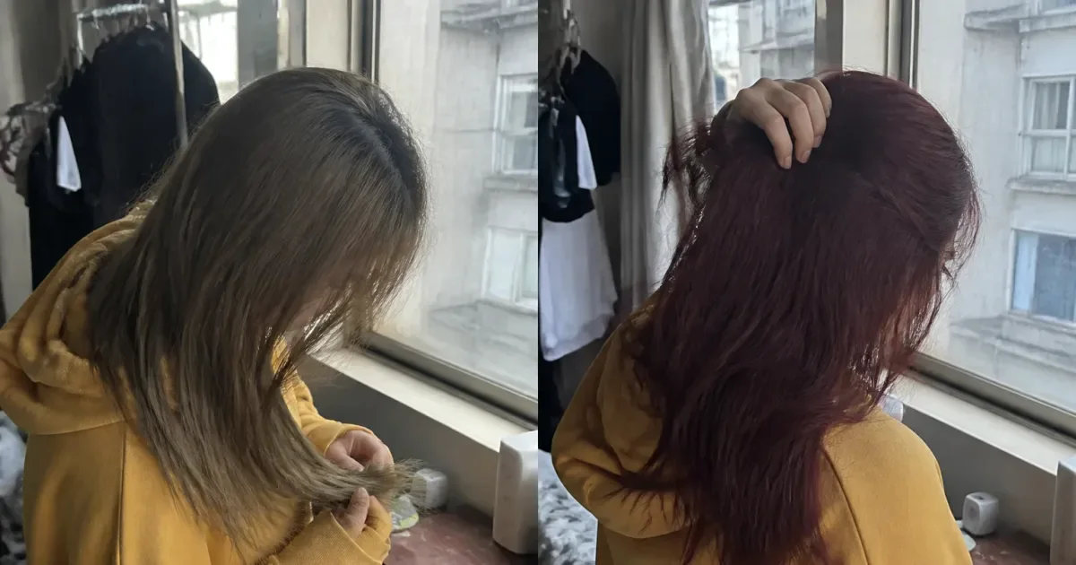 オリーブベージュとワインレッドの違いの編集参考写真