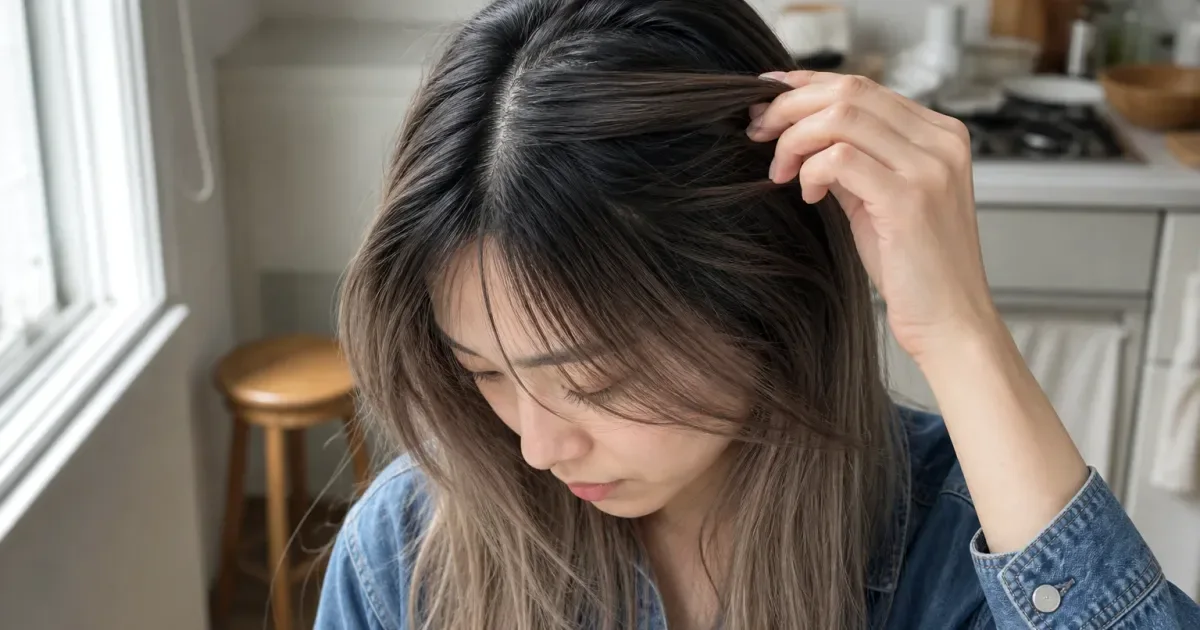 根元が伸びた境界を急に見せないなら、深さと艶を残す髪色3案の比較用編集写真
