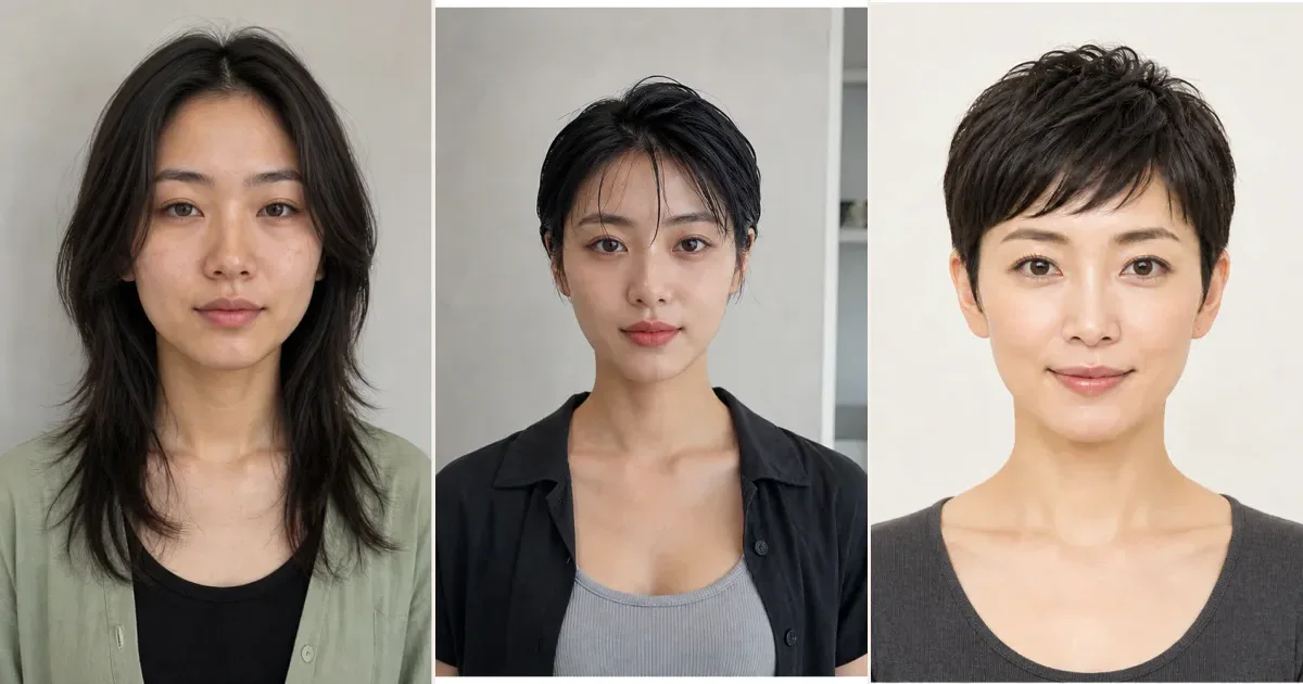長さを限定せず、横の広がりを抑えて見せたいときの3案の比較用編集写真