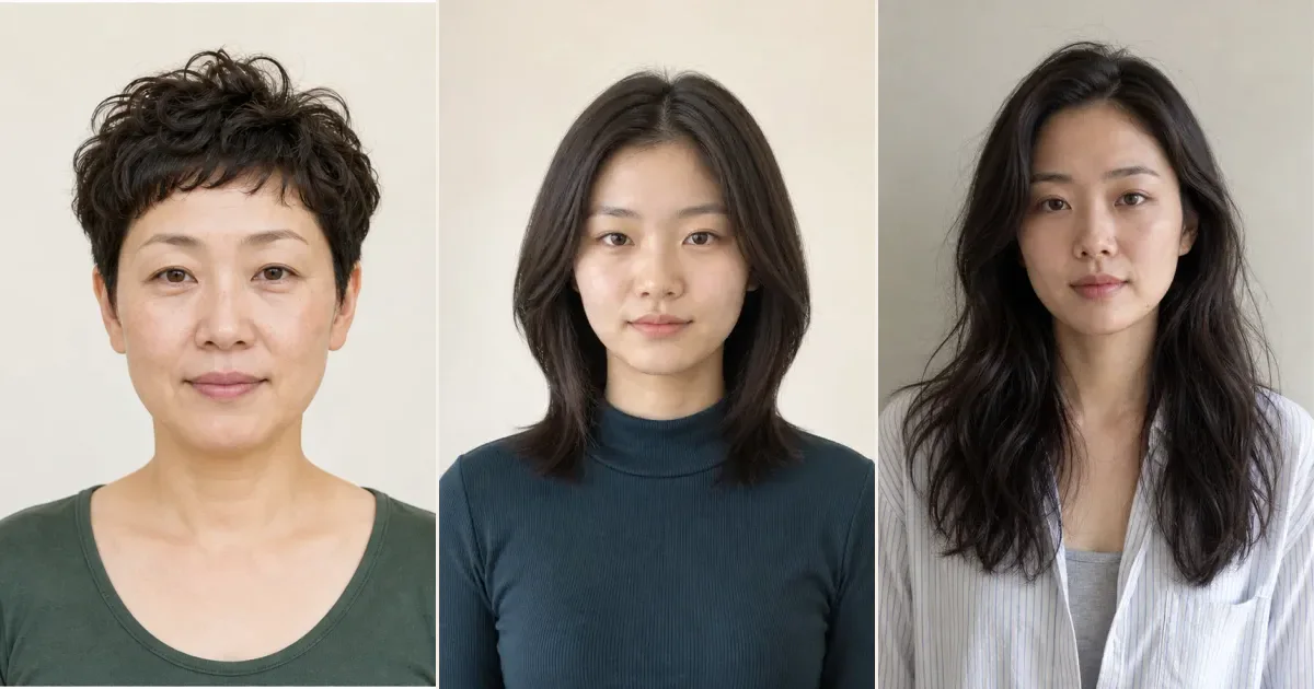 長さを限定せず、伸びても輪郭が急に崩れにくい方向を見たいときの3案の編集参考写真