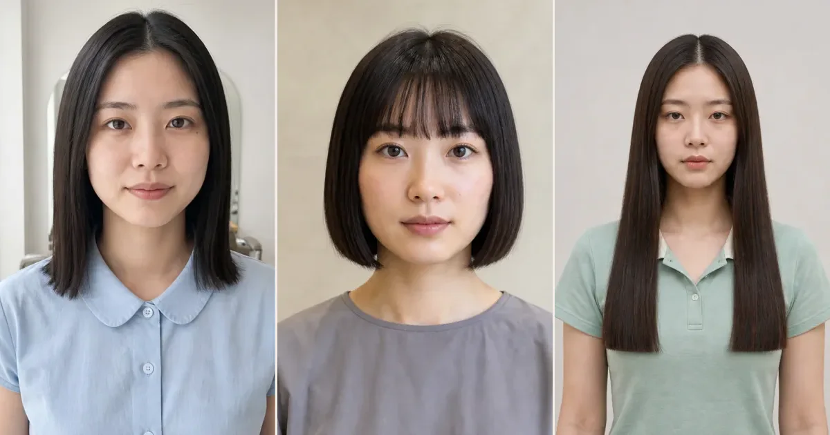 長さを限定せず、毛先の重さを残したいときの3案の比較用編集写真