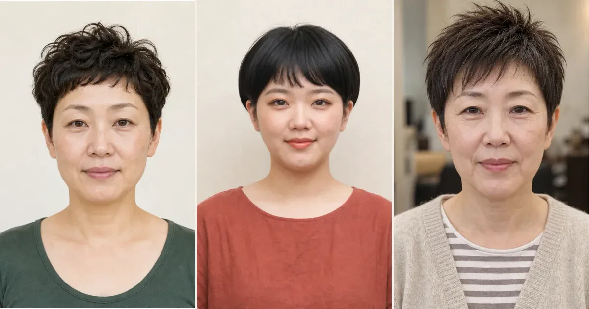 長さを限定せず、首元をすっきり見せたいときの3案の編集参考写真