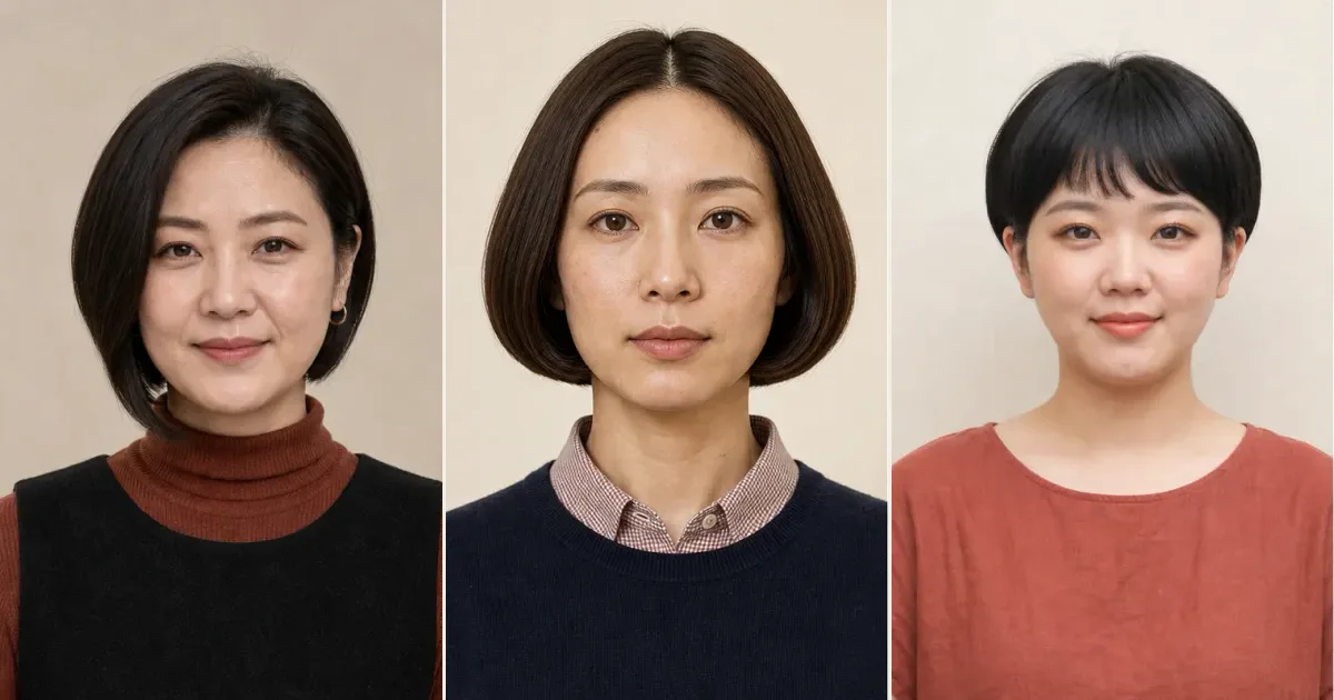 長さを限定せず、仕事の日に線を整えて見せたいときの3案の比較用編集写真