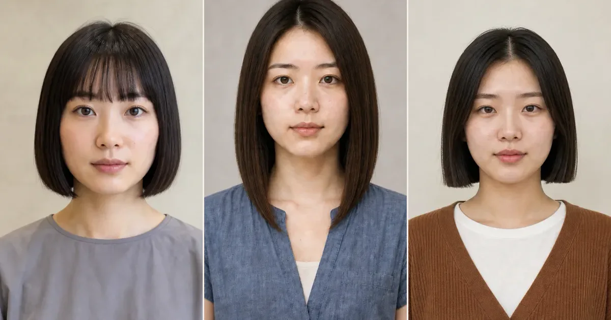 ボブで、毛先の重さを残したいときの3案の比較用編集写真
