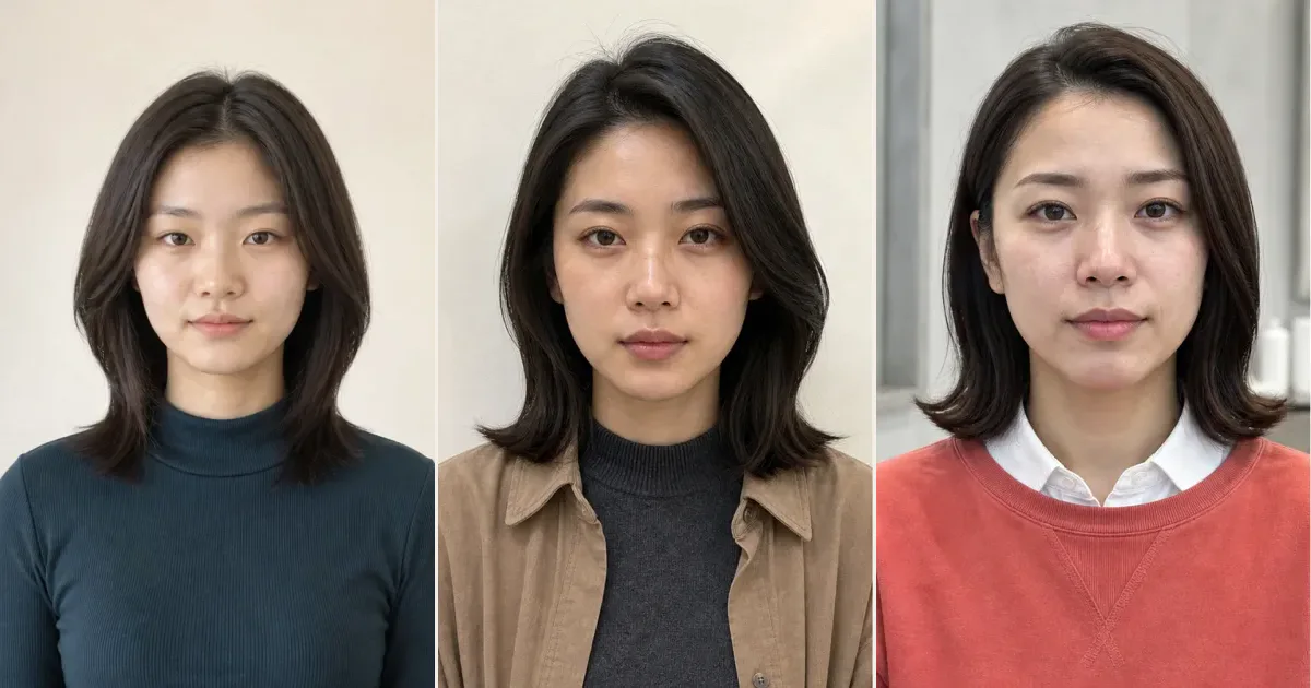 ミディアムで、伸びても輪郭が急に崩れにくい方向を見たいときの3案の編集参考写真