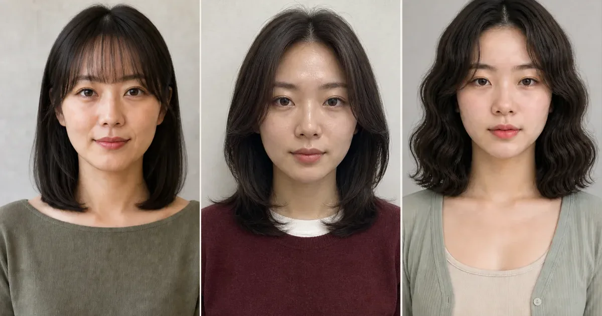 ミディアムで、丸みのある輪郭を残したいときの3案の編集参考写真