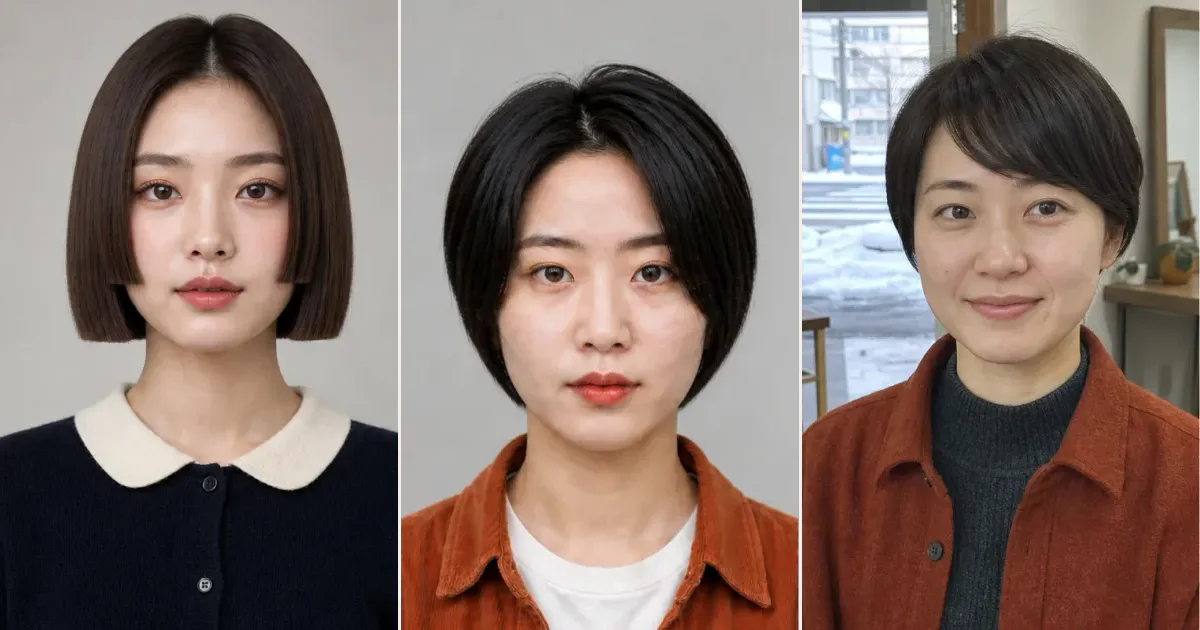 ショートで、アイロンに頼りすぎたくないときの3案の編集参考写真