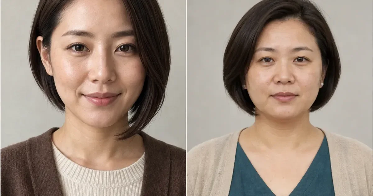 前下がりショートボブとグラデーションボブの違いの比較用編集写真