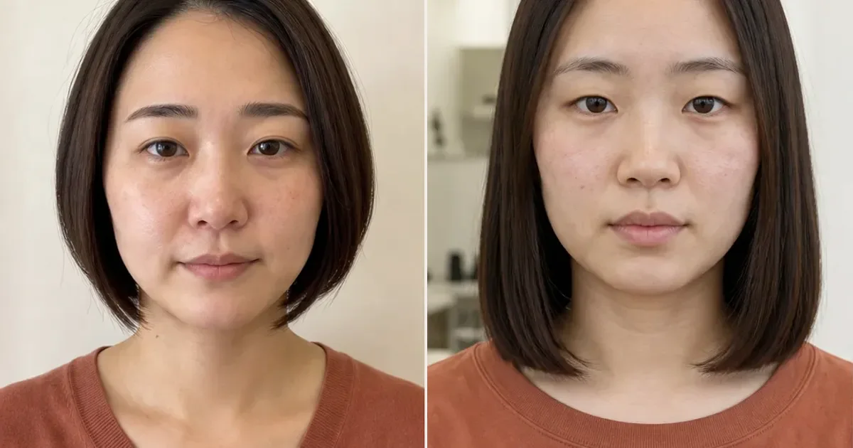 前下がりグラデーションボブとブラントワンレングスロブの違いの比較用編集写真