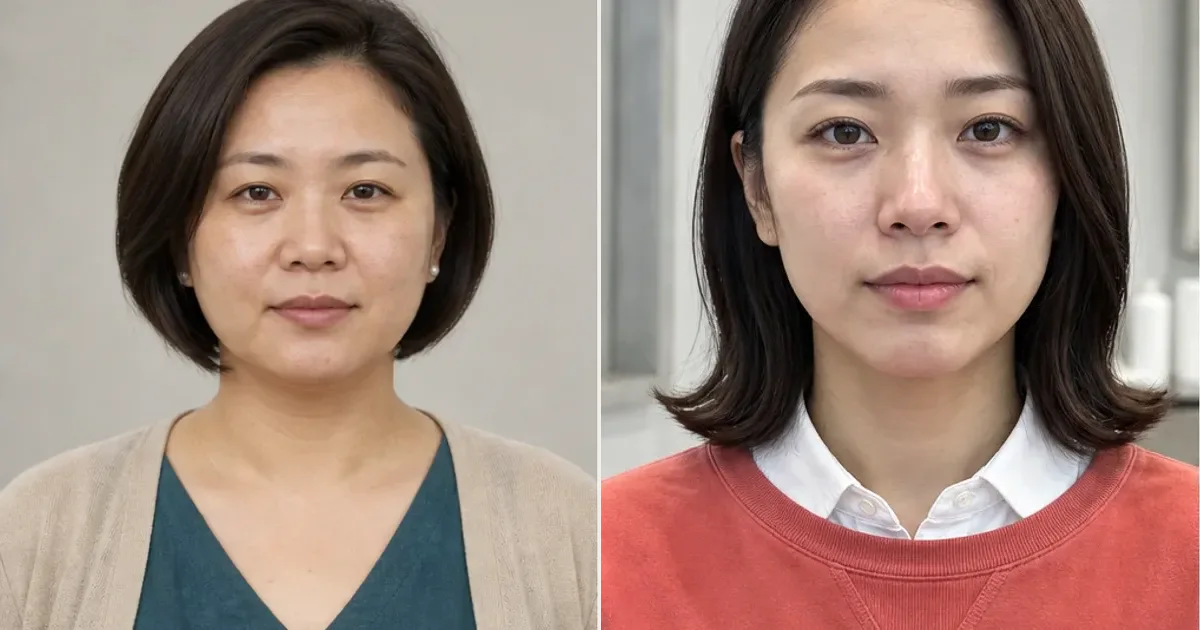 グラデーションボブと外ハネレイヤーロブの違いの編集参考写真