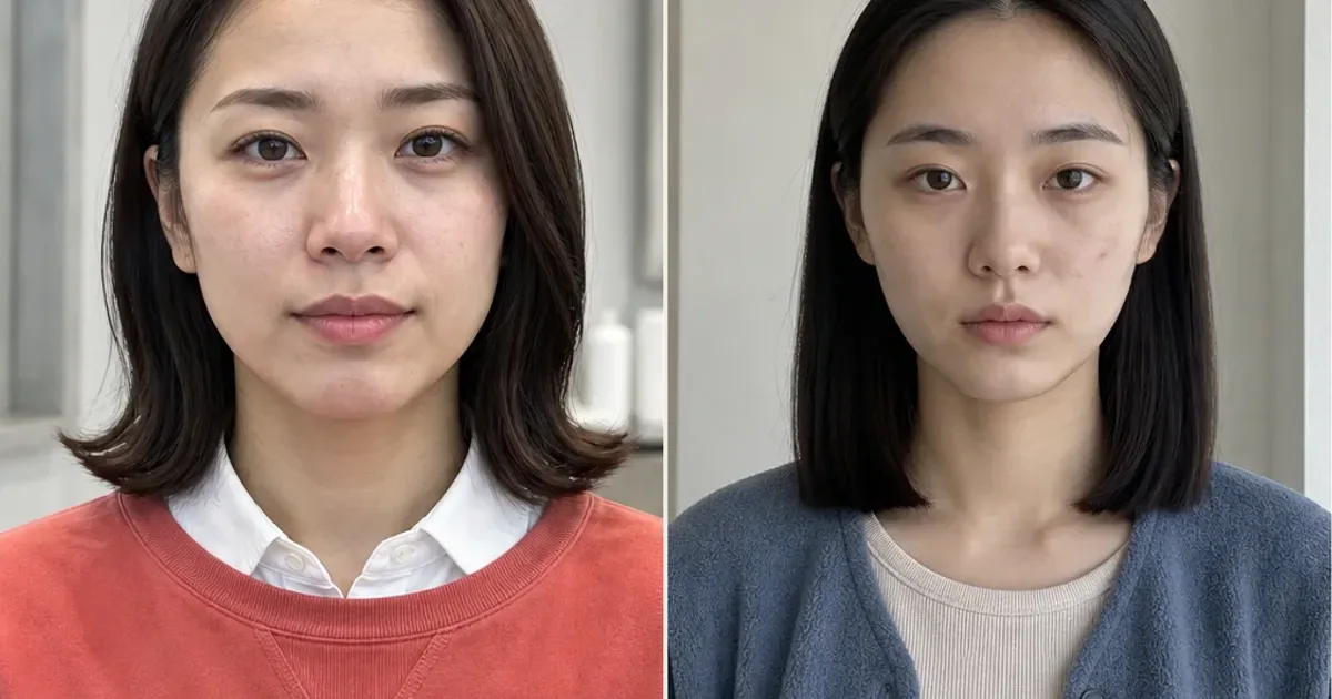 外ハネレイヤーロブとセンターパート・クラビカットの違いの編集参考写真