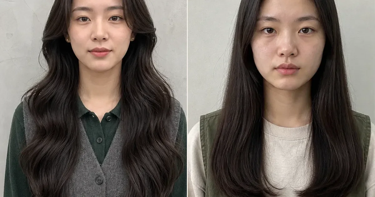 ロングマーメイドウェーブとUライン・ロングレイヤーの違いの編集参考写真