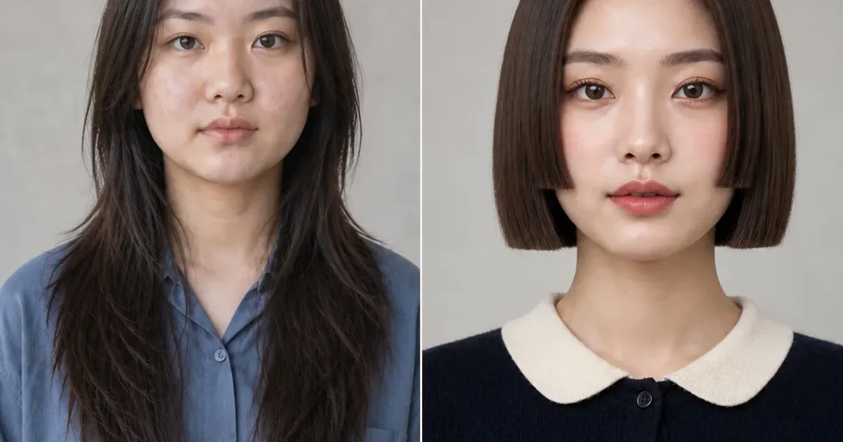 ロング・シャギーレイヤーとコンパクト姫ボブの違いの編集参考写真