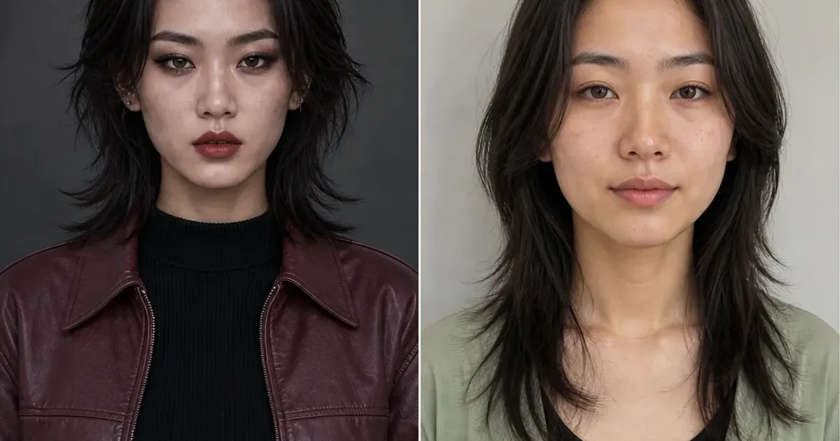 大人ゆるウェーブミディと大人セミロングレイヤーの違いの編集参考写真
