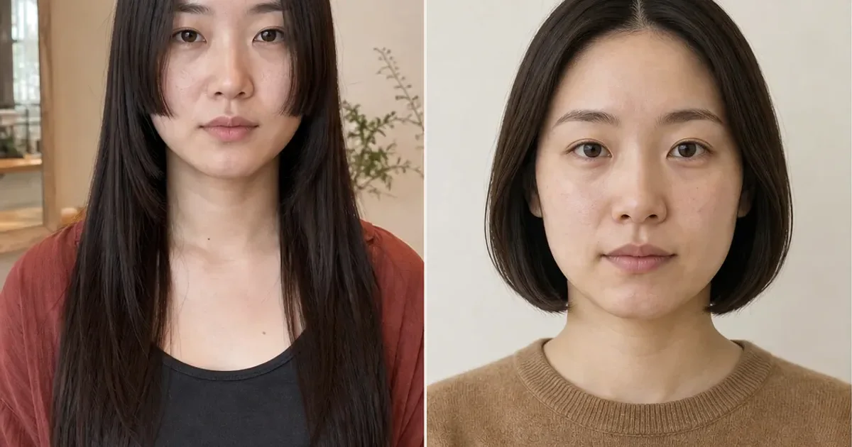 姫カットレイヤーとノーバングボブの違いの編集参考写真