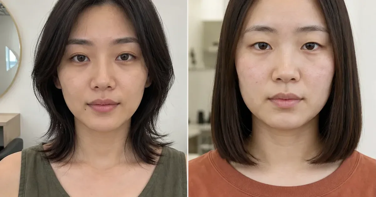大人の鎖骨レイヤーとブラントワンレングスロブの違いの編集参考写真