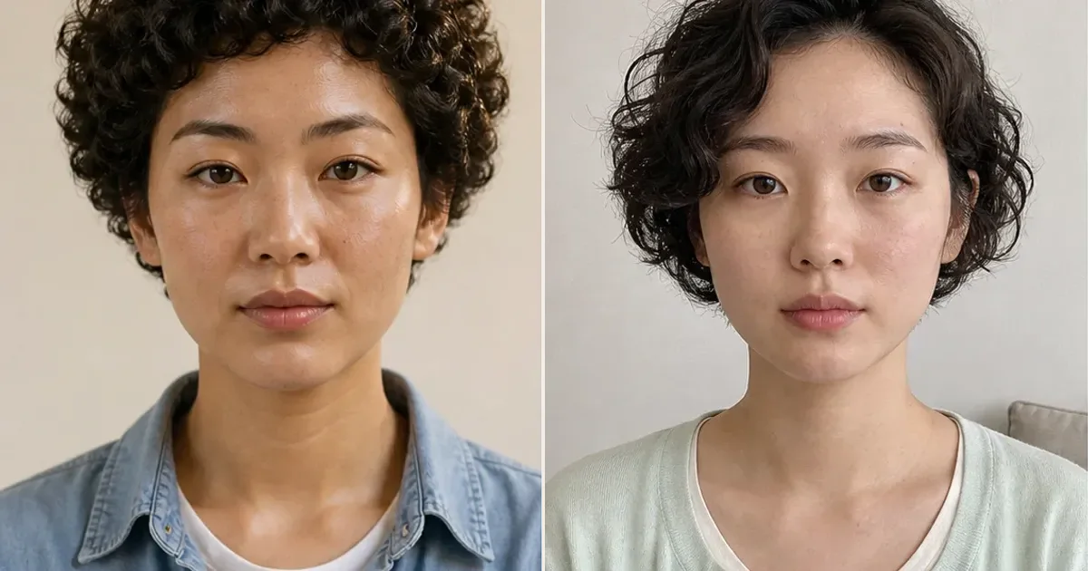 大人ニュアンスショートとソフトカーリーショートの違いの編集参考写真