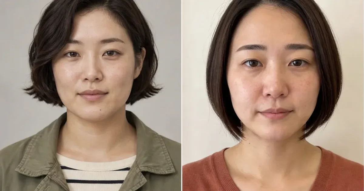 ショートウェーブボブと前下がりグラデーションボブの違いの編集参考写真