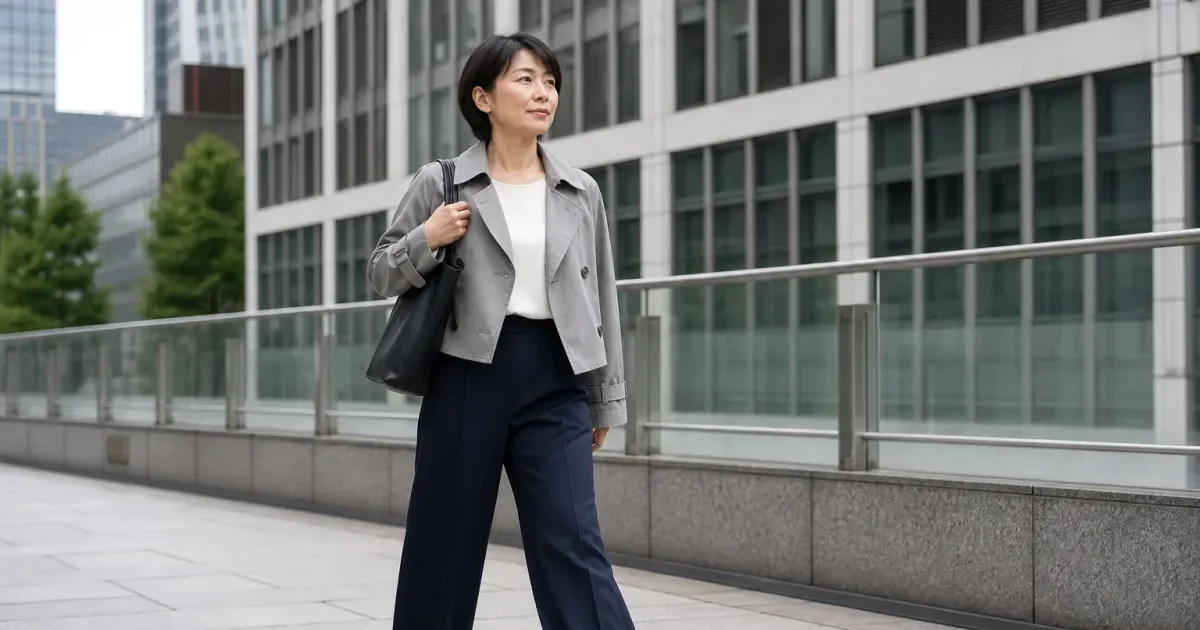通勤用のワイドパンツを選ぶ前に、全身で確認する3点の編集参考写真