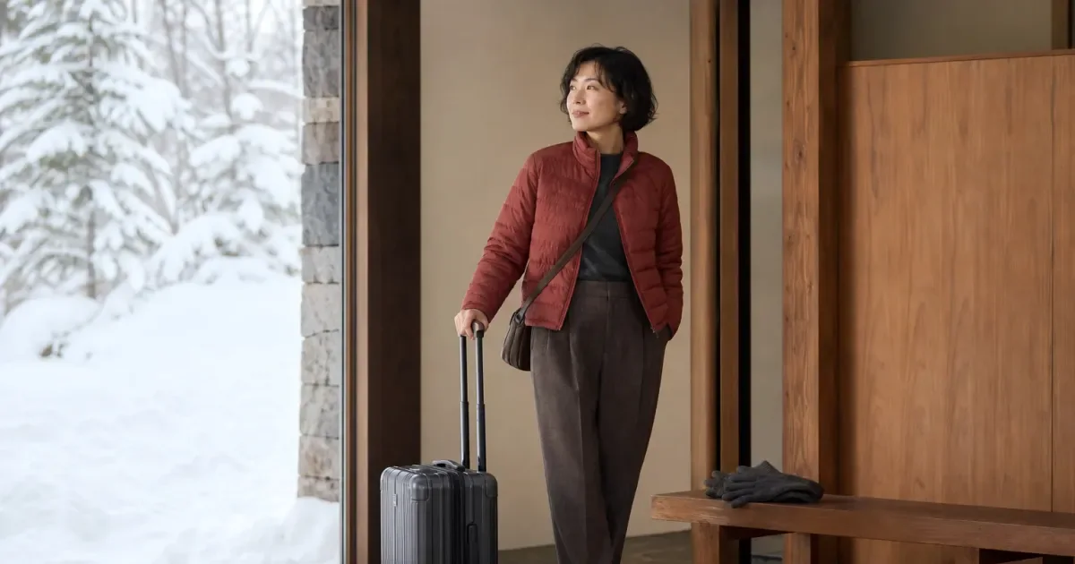 3日間の旅行へ持っていくショート丈アウターを選ぶ前に、全身で確認する3点の編集参考写真
