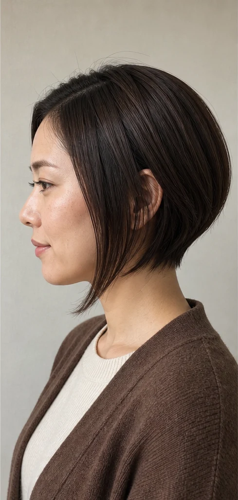 前下がりショートボブの側面ビュー