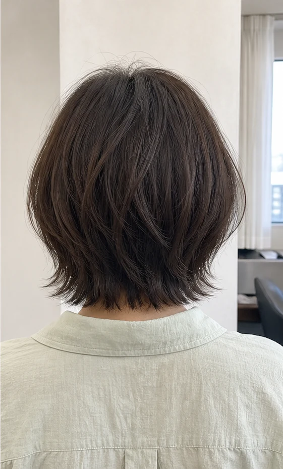 フラッフィーシャグボブの後面ビュー