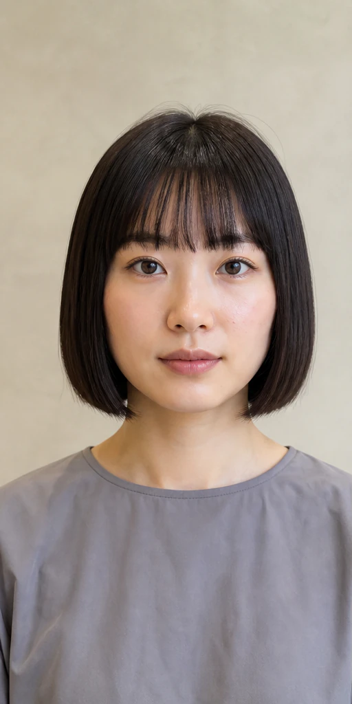 フルバング・切りっぱなしボブの正面ビュー