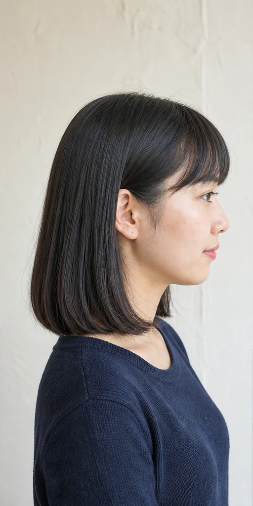 フルバング・肩ラインストレートの側面ビュー