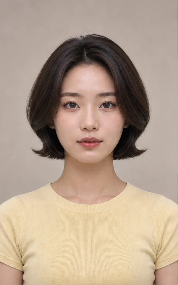 韓国風くびれボブの正面ビュー