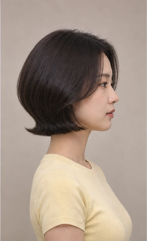 韓国風くびれボブの側面ビュー