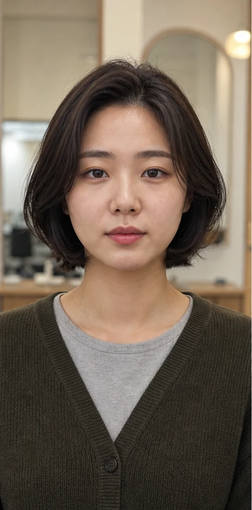 韓国風レイヤーボブの正面ビュー