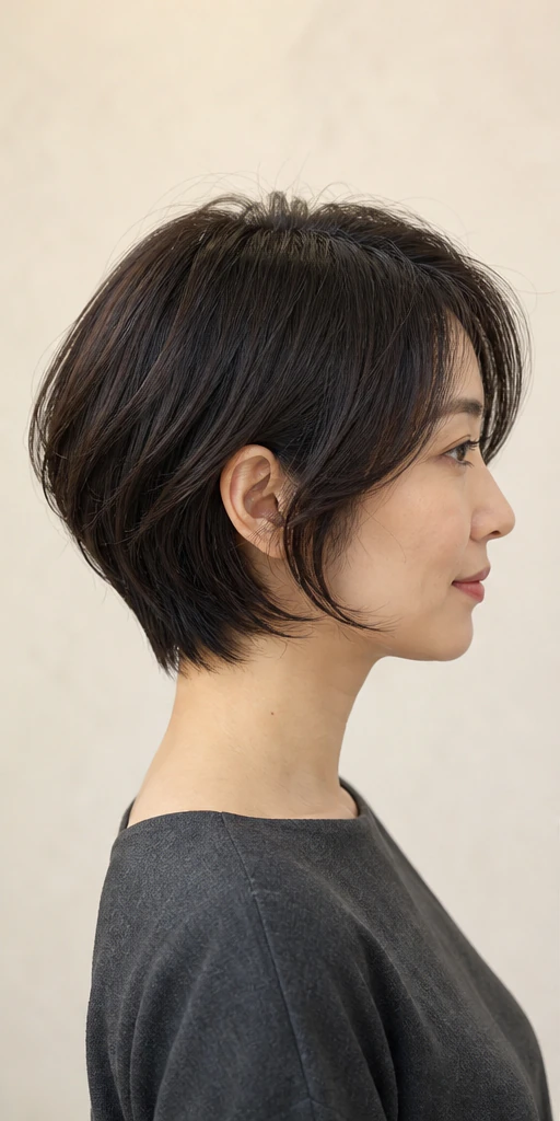 韓国風リーフショートの側面ビュー
